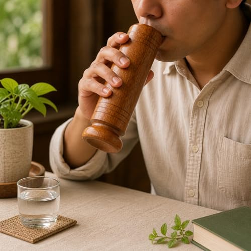 Image of Vijaysar Wood Glass for Diabetes | Lab Certified Approved by Ayurvedic Doctor | Natural Ayurvedic Herbal Wooden Sugar Care Glass 80 ml, Bija Wood Drinking Water Cup for Sugar Balance
