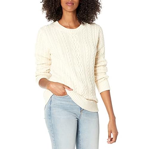 Amazon Essentials womens Soft Fisherman Cable Long-Sleeve Crewneck Sweater (Available in Plus Size)