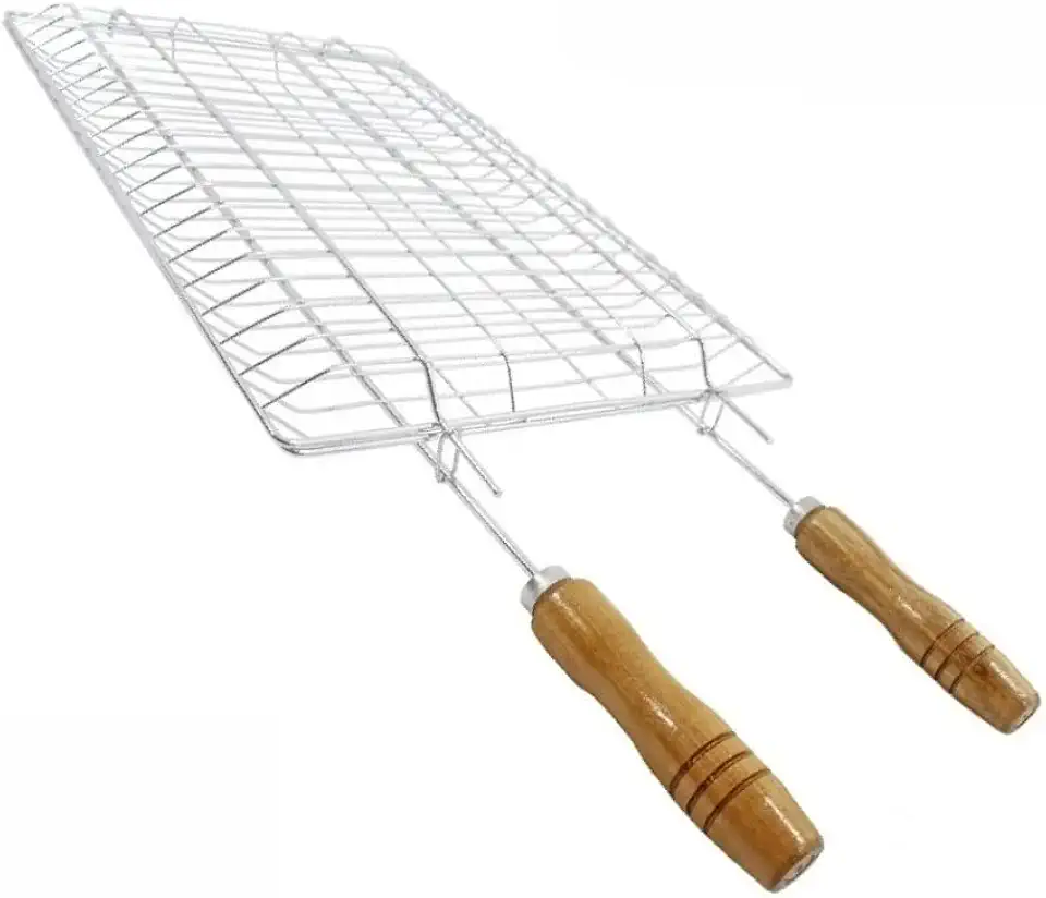 Grelha Churrasqueira Inox Multiuso - Peixe, Frango, Linguiça e Pão de Alho