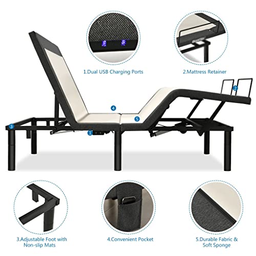 Liruxun Twin Xl Size Adjustable Bed Base Electric Bed Frame W/Massage Modes Remote Control For Easy Adjustment Of Bed #TOP3