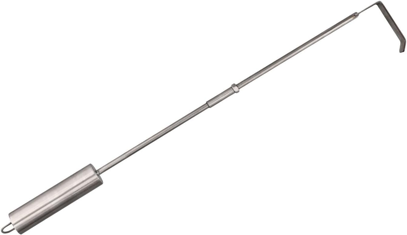 Stove Ash Rake BBQ Ash Tool for KamadoJoe, 18" Stainless Steel Charcoal Grill Ash Cleaner with Poker and Corner Cleaner Function, Compatible with for Kamado Joe Grills