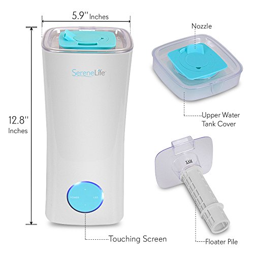 Serene Life Home Desktop Ultrasonic Air Humidifier - Quiet Cool Mist Bedroom Desk Vaporizer W/ 2.5L Liquid Tank, Fragrance Tray For Essential Oil, Aromatherapy Diffuser, Built-In Fan, Led Phumdif8 #TOP2