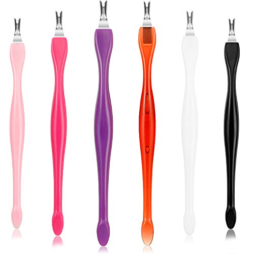 48 Pieces Cuticle Trimmer Remover Pusher Rubber Nail Cuticle Pusher Double Head Dead Skin Cuticle Knife Removal Fork Nail Cleaner Nail Art Tools for Men Women (White, Pink, Rose, Red, Purple, Black)