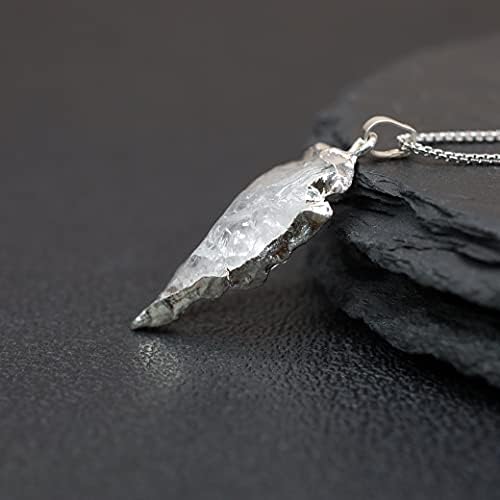 COAI Arrowhead Raw Stone Pendant Necklaces for Couples