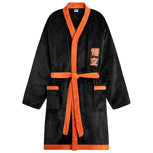Dragon Ball Z Bata Invierno Hombre con Bolsillos y Cinturón, Bata de Estar por Casa (Negro/Naranja, XXL) | Ya disponible en tu tienda friki favorita! En mundofriki.es!