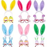 Desiumite Set di 12 cerchietti e occhiali pasquali, orecchie da coniglio, coniglio, pulcino e uovo, accessori per feste per foto, caccia alle uova di Pasqua e pigiama party (B)
