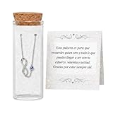 Pulsera mujer plata de ley ajustable – Pulsera infinito mujer con corazón azul brillante – Regalos para una hermana, amiga con diseño significativo – Pulsera mujer mama perfecta para regalar.