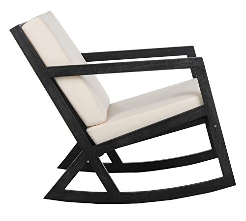 Safavieh Pat7013F Outdoor Collection Vernon White Rocking Chair, Black/Beige #TOP3