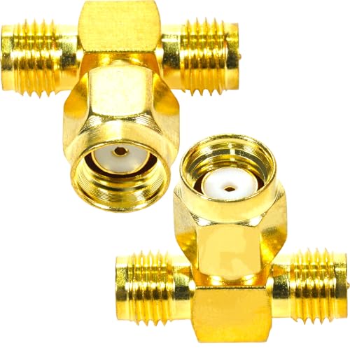 Fohevers 2 Pcs RP-SMA Male to Double Female Connector RP SMA T-Type Splitter RF Coaxial Coax Antenna Adapter for Radio WiFi Router FPV Dron Mobile - Image 4