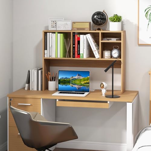 Étagère Bureau Bois 4 Compartiments Anti-basculement COSTWAY