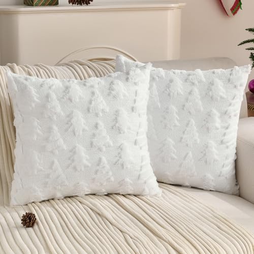 HAUSSY Christmas Throw Pillow Covers 18x18 Set of 2, Decorative
