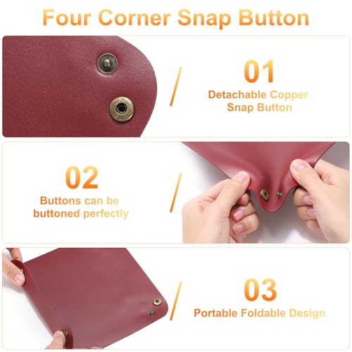 HARFINGTON 4pcs PU Leather Valet Tray Unisex Folding Small Catchall Tray Portable Entryway Table Tray Nightstand Bedside Desk Tray for Key Wallet Watch Coin Jewelry Dice, Dark Blue by HARFINGTON - Used condition - Image 4