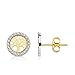 Iyé Biyé Jewels - Orecchini in oro bicolore da 18 k, con “Albero della vita” e zirconi da 8 mm, chiusura con farfalla