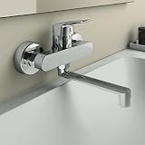 Ideal Standard Ceraflex armatura umywalkowa, wysięg 160 mm, oszczędzający wodę kran do łazienki, wyjątkowo trwała, obrotowa wylewka – chrom (219 x 160 mm)