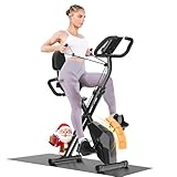 Dskeuzeew Cyclette Pieghevole da Casa 4 in 1, Bicicletta magnetica pieghevole, Cyclette 16 livelli di resistenza, monitor LCD e sensore di frequenza cardiaca
