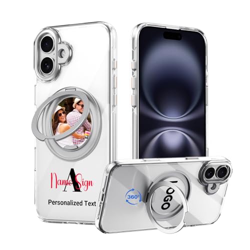 Coque iPhone 16 personnalisée avec anneau magnétique rotatif et protection anti-choc