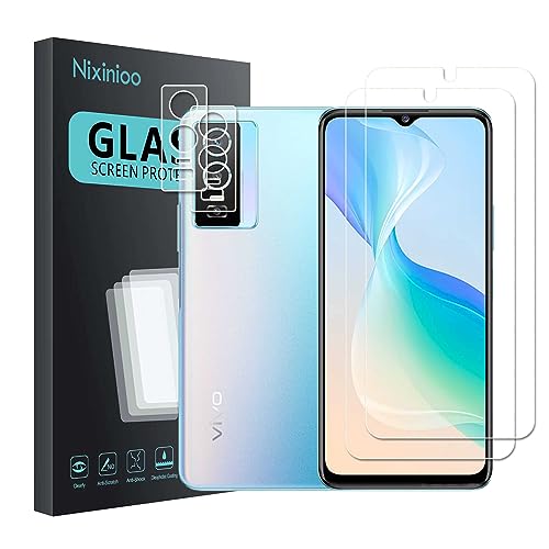 Nixinioo [2+2 Stück] Schutzfolie Für VIVO Y76 5G mit Kameraschutz, 9H Festigkeit Schutzglas folie [Fingerabdruck-ID unterstützen] HD Clear Bildschirmschutzfolie