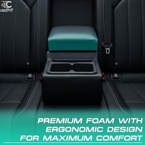 Image of Carigiri Premium Car Rear Seat Armrest for All Cars (Universal) with Ergonomic Foam And Storage Box (Nappa Leatherette,Premium Stitching) (Black with Black Stitching)