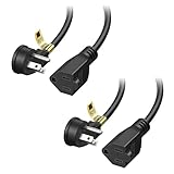 Cable Matters 2-Pack Low Profile Right Angle Power Extension Cord (Power Extension Cable) 1 Foot (NEMA 5-15P to NEMA 5-15R)