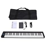 Fafeims Piano con Teclado, Piano Plegable Digital, Teclado Electrónico Ponderado de 61 Teclas, Sensible Portátil para Principiantes