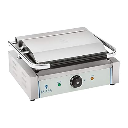 Royal Catering RCKG-2200-G Kontaktgrill Elektrogrill Panini Grill (2200 W, 230 V, Fettauffangschale, Grillplatte Geriffelt) – Bild 3