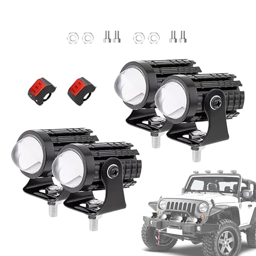 Generico Luci LED per Motociclette - Fari Supplementari per Moto Bicolore | 4 Pezzi Faretti Impermeabili Per Utilizzo ATV Strada Barca Escursioni