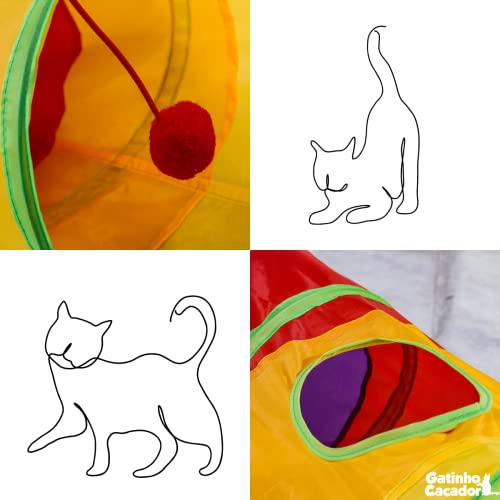 Túnel Colorido c/Bolinha Para Gatos