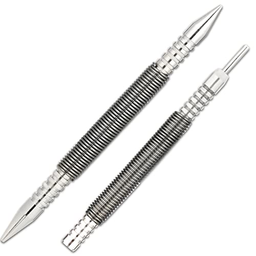 2Pcs Dual Head Nail Setter And Hinge Pin Punch Set, Hammerless Spring Nail Set With 1/32In & 1/16In Heads, Ultra High 5000 Psi Striking Force Door Hinge Pin Removal Tool #TOP4