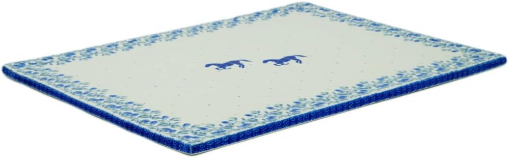 Polmedia Polish Pottery Cookie Sheet - Horse Gallop Pattern Handmade in Boleslawiec Poland by Ceramika Artystyczna + Certificate of Authenticity