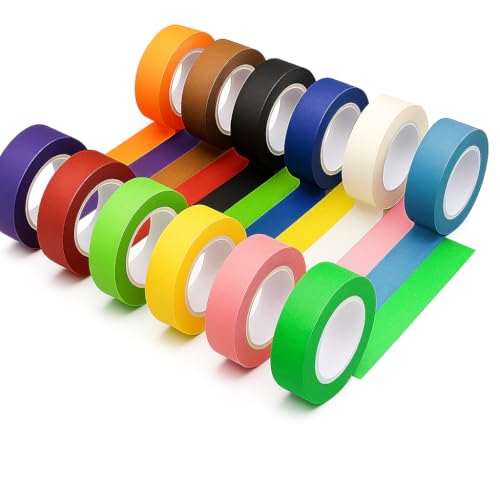 AHHALFFY 12 Rolls Colored Masking Tape Set,0.6in x 14.2yd Colorful Washi Tape for Kids Crafts, Scrapbooking, Journaling, DIY Projects, Decorative Craft Tape, Painters Tape Colors Variety Pack