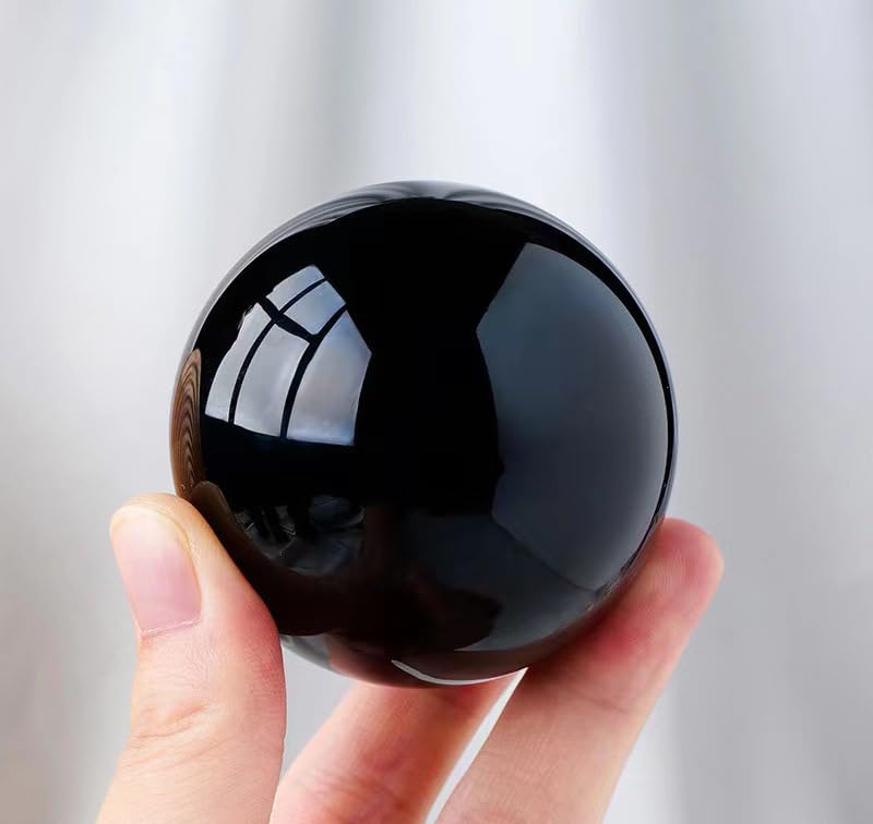 Esfera de obsidiana negra de gran tamaño con acabado espejo para coleccionistas de gemas