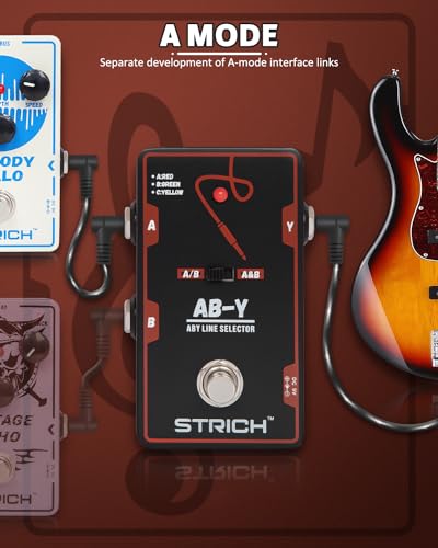 Image of STRICH Dual Channel ABY Guitar Pedal, Electric Guitar Box Line Selector, Versatile AB Switch, True Bypass for Electric Guitar, Red and Black
