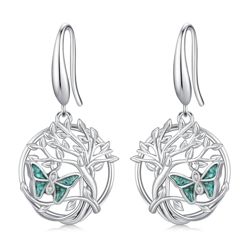 Idée cadeau femme boucles d'oreilles arbre généalogique et libellule