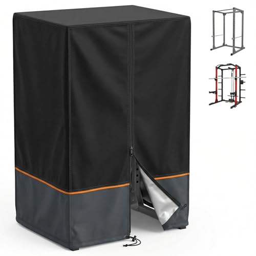 Deosk 46" L X 48" W X 86" H Squat Rack Cover Outdoor Waterproof & Windproof Power Rack Home Gym Covers-Protective Cover for Workout Equipment/Strength Training Power Cages/Weight Cage(Black Grey)