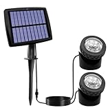 JUSTUP Outdoor Solar Pond Lights, 2 in 1 12 LEDs Waterproof Solar Underwater Pond Light Lighting Angle Adjustable Garden Spotlights, Auto ON/Off for Outdoor Garden Fish Tank Pool (2 Lamp White)