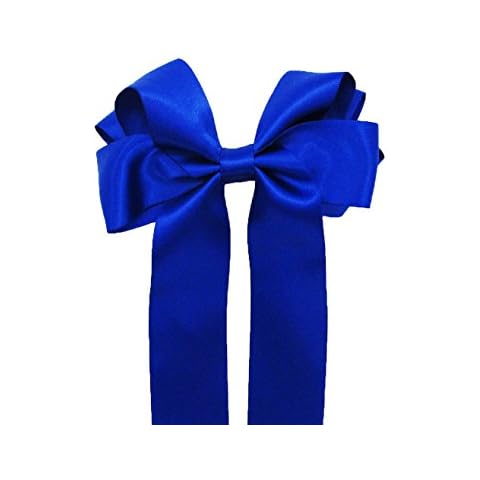 Girls Handmade Satin Ribbon Boutique Ponytail Hair Bow Clips Barrette (Royal Blue) Cover