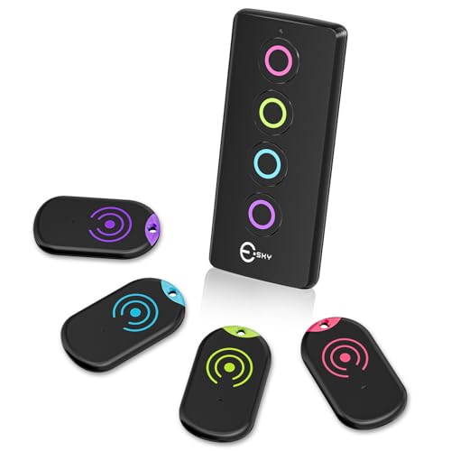 Esky Ultra Slim Schlüsselfinder, Key Finder mit 80dB Piepton – 2-Fach Empfänger zum Finden von Schlüsseln, Fernbedienung, Geldbörse, Haustieren & Handy Inklusive Batterien