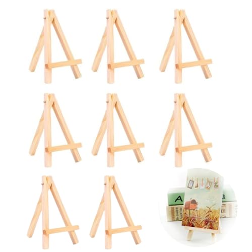 KEWUF 8 Pcs soporte fotos, caballete de mesa, caballetes para mesa, Mini Caballete de Madera de Mesa, Soporte Triangular Plegable para Exhibición de Fotos de Bodas y Artesanías (15 * 8 cm)
