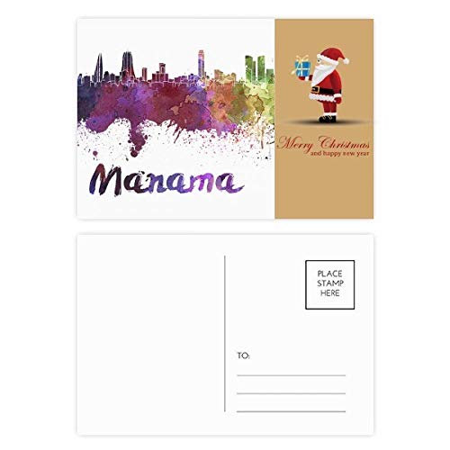 Cartes postales Manama Bahreïn aquarelle Père Noël lot de 20 illustrations
