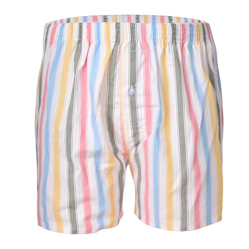 Cinvik Mens Cotton Boxer Shorts Soft Mens Striped Shorts Underwear Boxer Sleeping Shorts Loose Fit Boxers Shorts for Men X-Large
