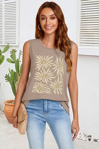 Image of Womens Tank Tops Summer Casual Sleeveless Top Loose Fit Basic Tunic Shirts