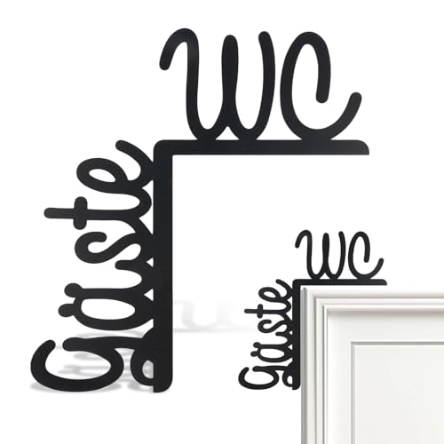 Gäste WC Schild, WC Türschild Ohne Bohren und Kleben, Schwarz...