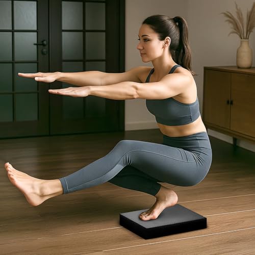 SUNNYNEST Foam Balance Pad Stability Training Cushion Non Slip Sweat Resistant Extra Thick TPE Exercise Mat for Physical Therapy Core Strength Sensory Integration Home Gym (Black, 20x30x5cm) - Image 7