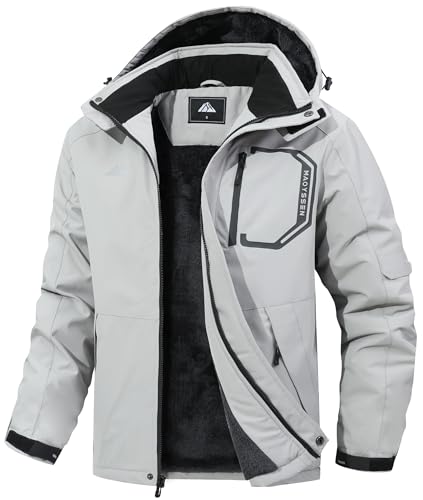 MAOYSSEN Men's Ski Jacket with Hooded Snowboarding Waterproof Fleece Lining