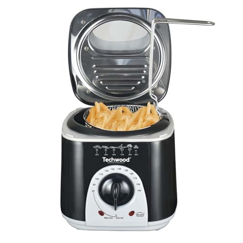 Friteuse Techwood TFF-86 1L 950W - 2 en 1 Fondue, Bac à huile de capacité 1L - coloris Noir
