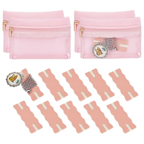 OLYCRAFT 10Pcs Pink Portable Tangle-Free Necklaces Organizer with 4Pcs Bags Tangle-Free Jewelry Organizer Necklace Card Holder Universal Jewelry Storage Case for Home Travel Chain Necklaces Storage