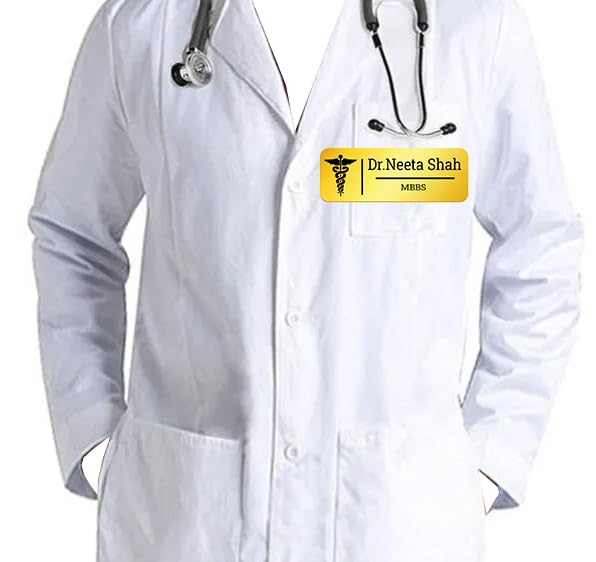 Addline Gold Acrylic 2 Pics Custom Engraved Doctor Name Tag Badges - Personalized Identification with Pin,7.00 Centimeters x 2.5 Centimeters,High Grade Acrylic | Name Plate Suits,Shirt for Business 1