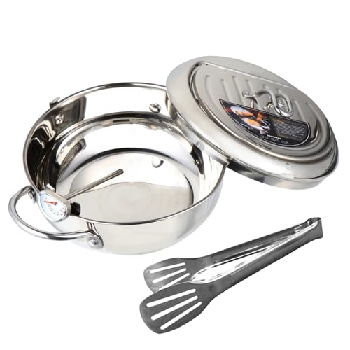 Ciieeo Deep Fryer Pot with Lid Japanese Style Tempura Frying Pot Frying Pan Deep Fryer Pan for Gas Electric with Thermometer