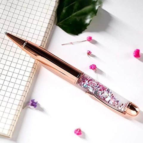 Youliy Luxury 1.0mm Metal Sequin Ballpoint Pen,for Signature Writing Pens Black Ink School Office Stationery Gift Cover