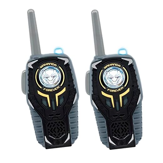 ekids Black Panther Wakanda Forever Toy Walkie Talkies for Kids, Static Free Indoor and Outdoor Toys for Boys Aged 3 and Up